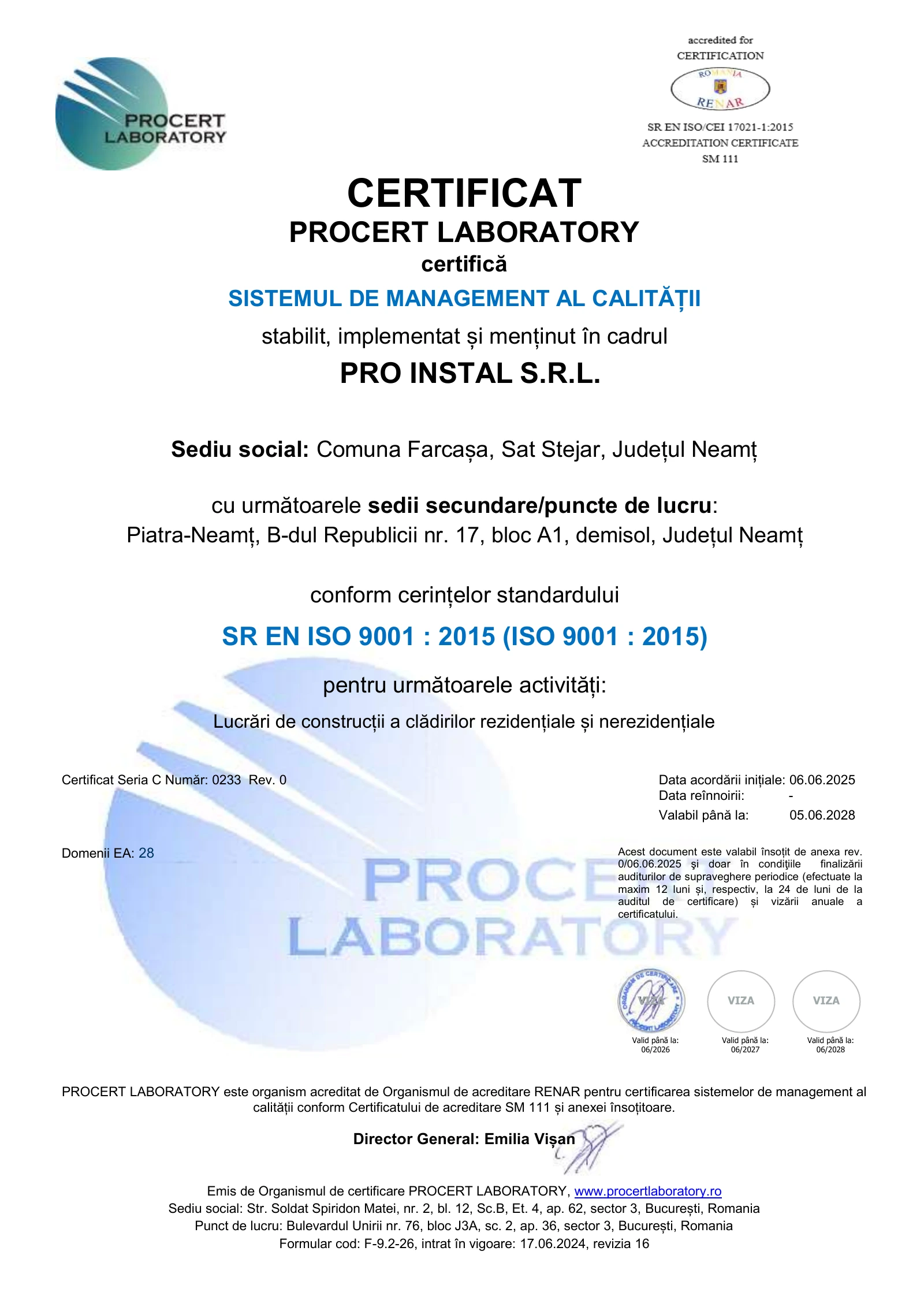 Certificări ISO 2025 — Pagina 1 din 4